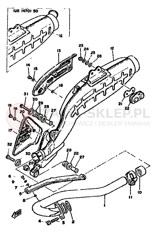 Schemat "Wydech końcowy" do Yamaha XT500