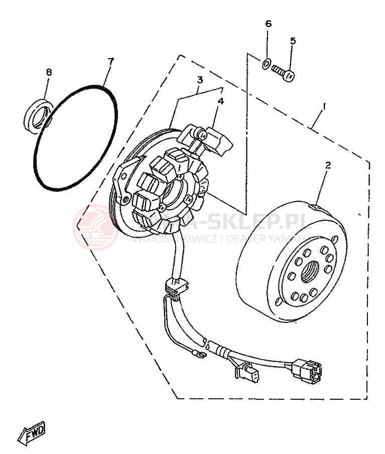 Schemat "prądnica" do Yamaha SR250SP