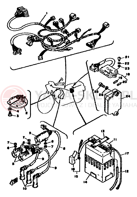 Schemat "układ elektryczny" do Yamaha XS750