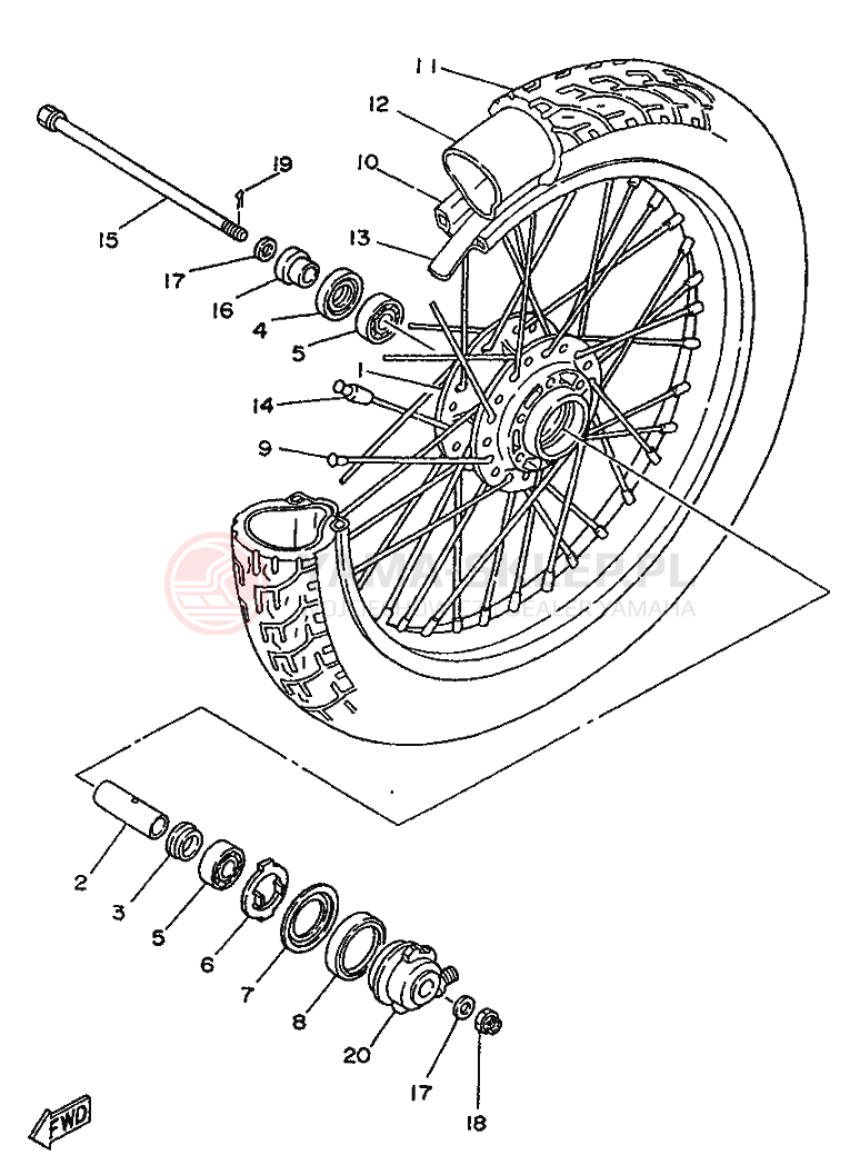 Schemat "Koło przód" do Yamaha SR250SP
