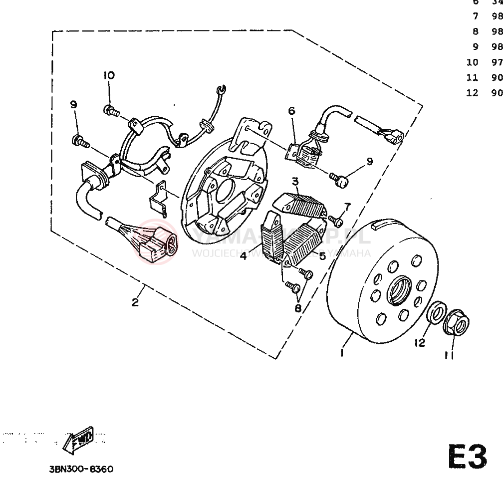 Schemat "prądnica" do Yamaha DT125R