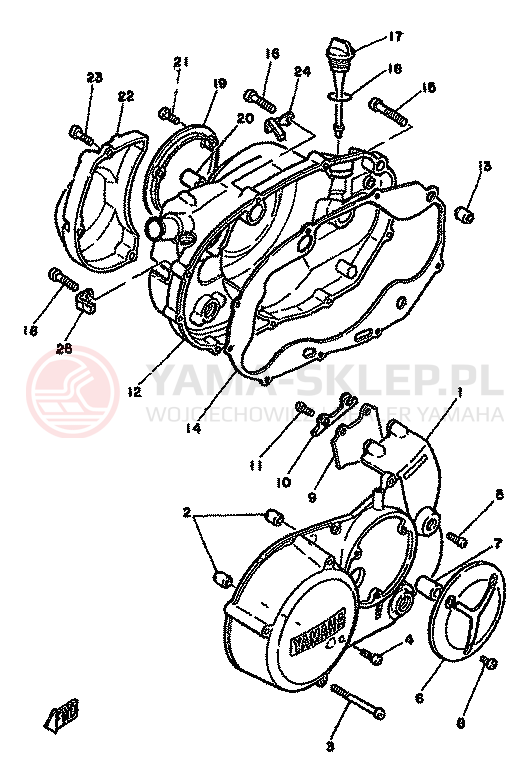 Schemat "Pokrywa silnika" do Yamaha RD250LC