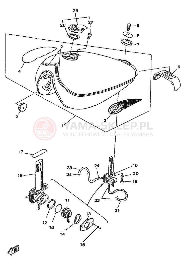 Schemat "zbiornik paliwa" do Yamaha SR250SP