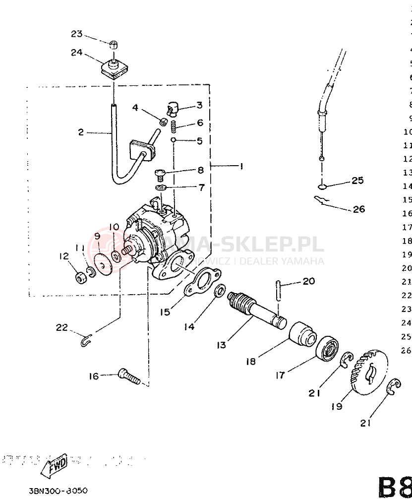 Schemat "Pompa olejowa" do Yamaha DT125R