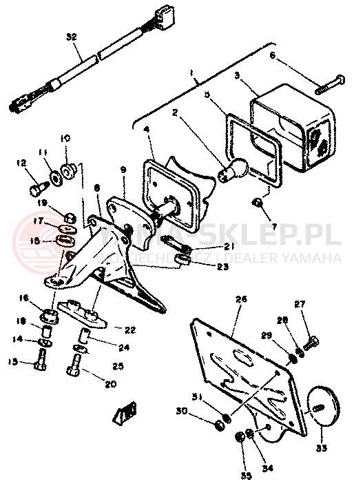 Schemat "Oświetlenie tył" do Yamaha XT250