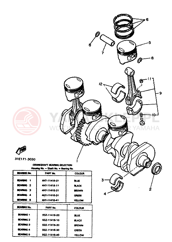 Schemat "Wał korbowy, tłok" do Yamaha XJ900