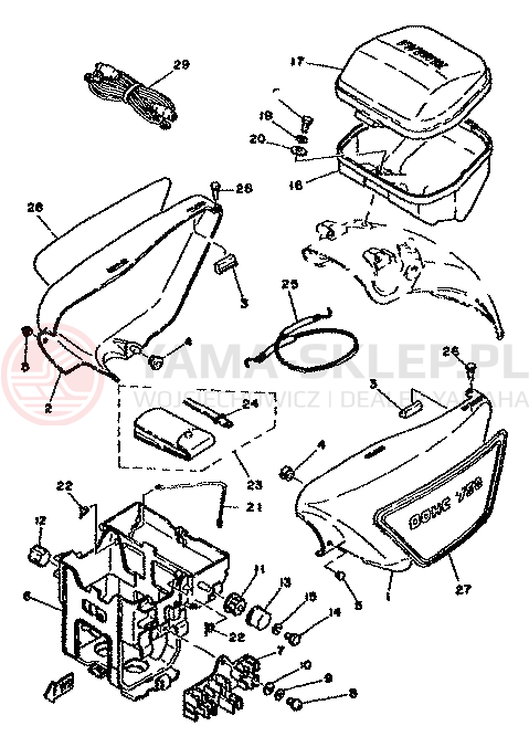 Schemat "Pokrywa boczna" do Yamaha XS750