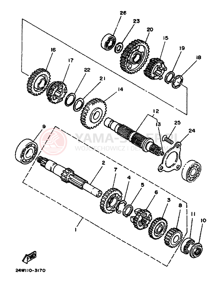 Schemat "Skrzynia biegów " do Yamaha YFM200