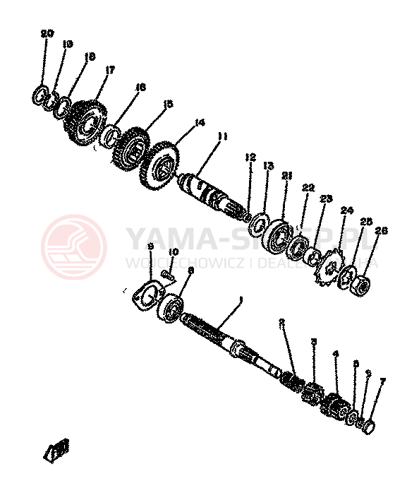 Schemat "Skrzynia biegów " do Yamaha TZ125H
