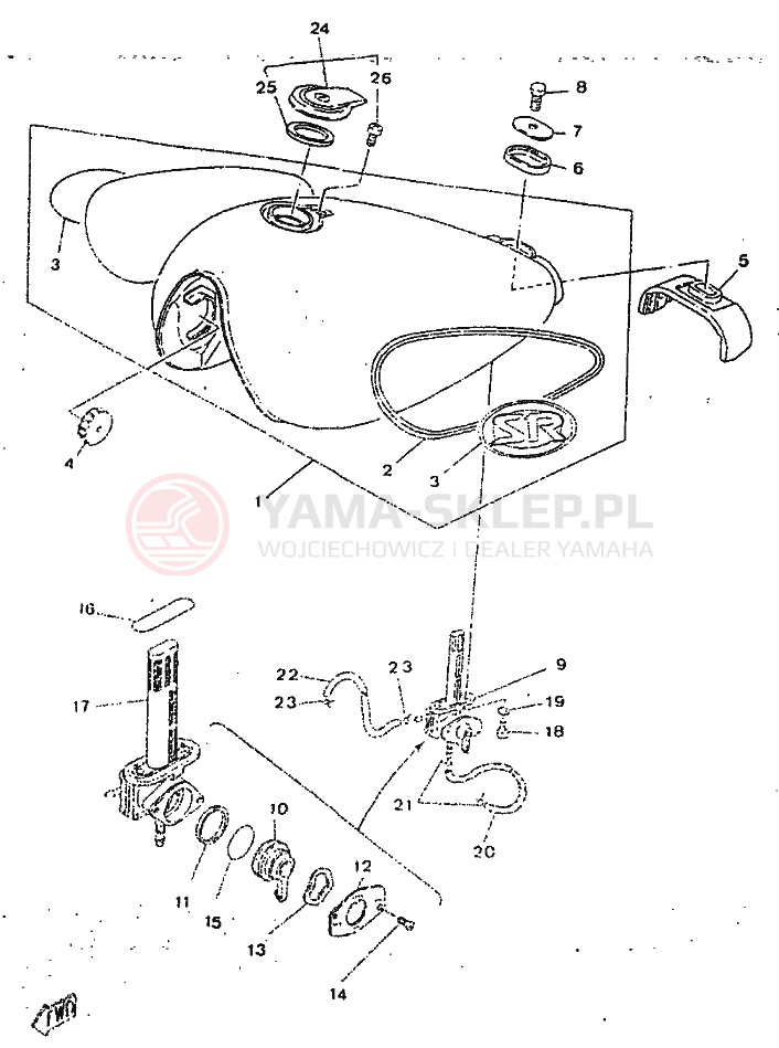 Schemat "zbiornik paliwa" do Yamaha SR250
