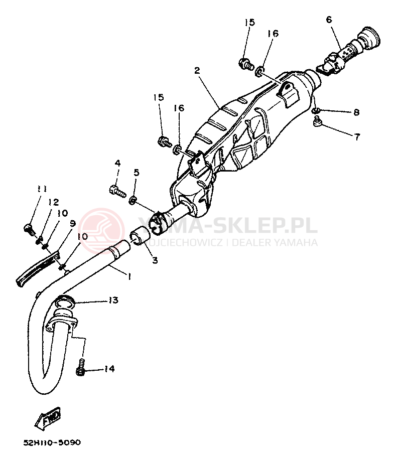 Schemat "Wydech końcowy" do Yamaha YFM200