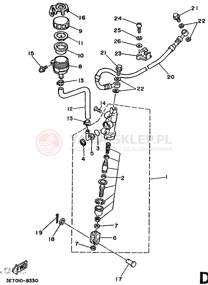 Schemat "Pompa hamulcowa tył" do Yamaha DT125R