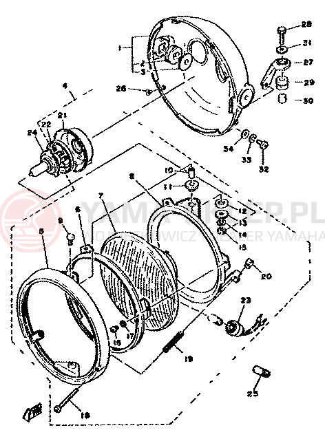 Schemat "Lampa przód" do Yamaha XS750