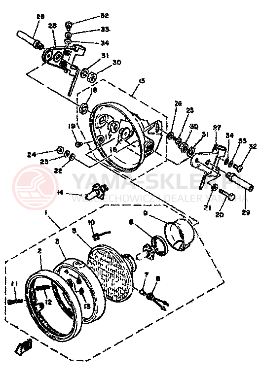 Schemat "Lampa przód" do Yamaha RD350LC