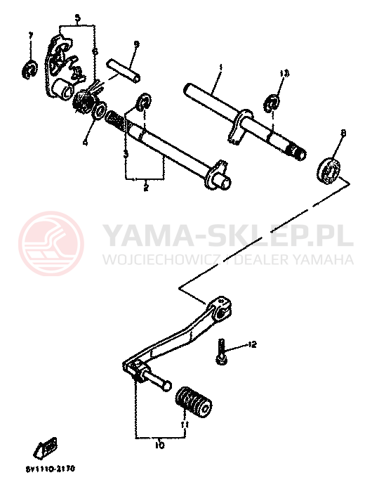 Schemat "Dźwignia zmiany biegów, wałek" do Yamaha XT550