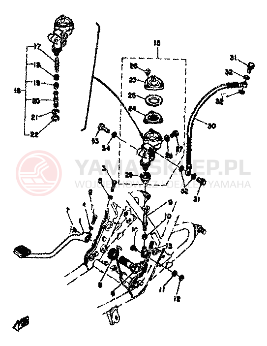 Schemat "Dźwignia hamulca tylnego" do Yamaha XS500