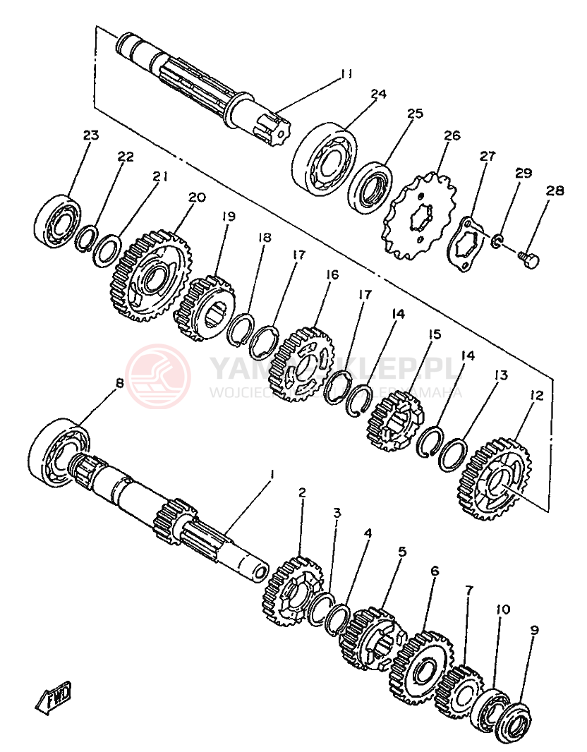 Schemat "Skrzynia biegów " do Yamaha SR250SP