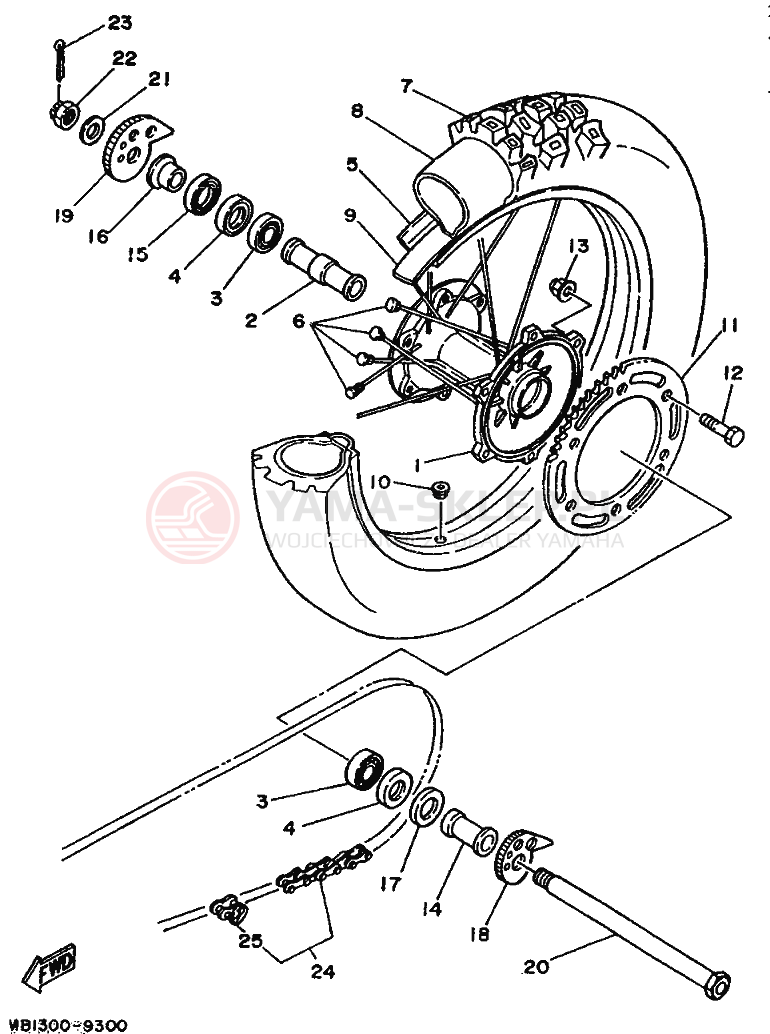 Schemat "Koło tył" do Yamaha DT125R