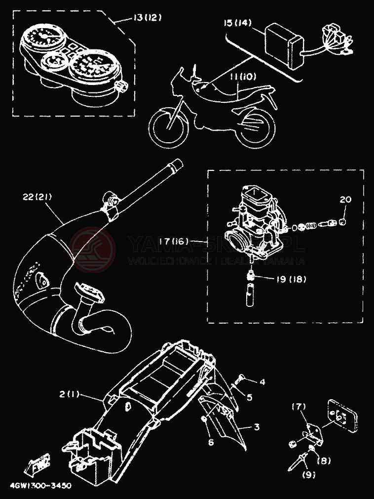 Schemat "Zawieszenie przód" do Yamaha TDR125