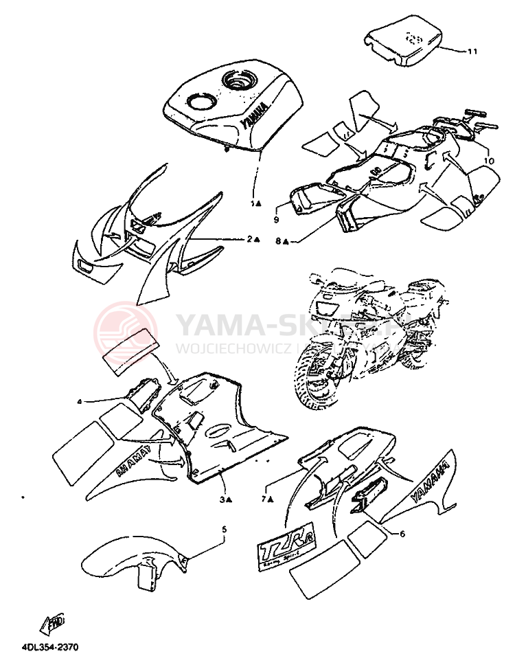 Schemat "Elementy nadwozia" do Yamaha TZR125