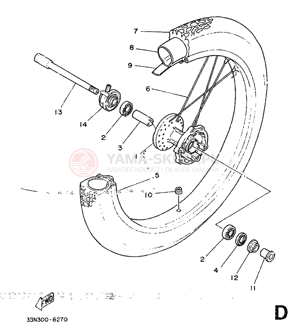 Schemat "Koło przód" do Yamaha DT125R