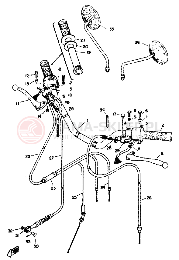 Schemat "kierownica i osprzęt" do Yamaha RD350