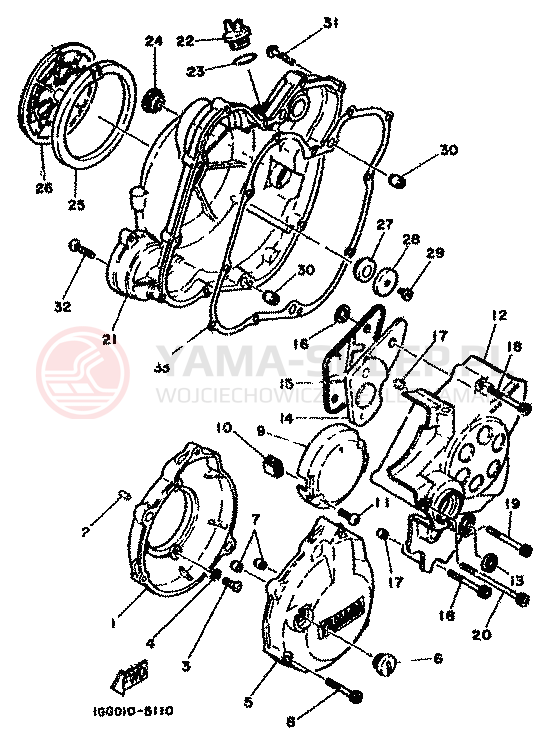 Schemat "Pokrywa silnika" do Yamaha RD500LC