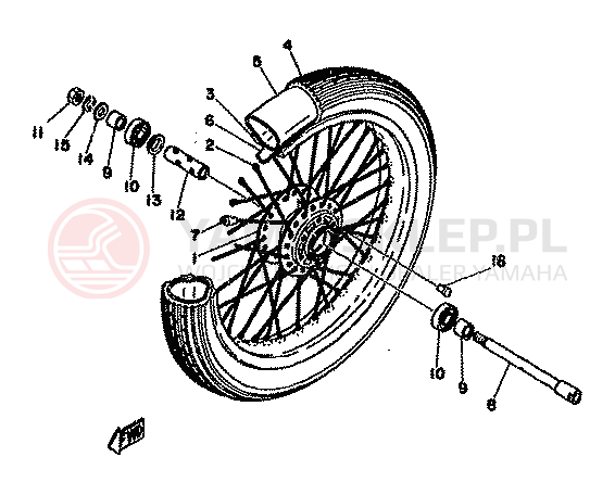 Schemat "Koło przód" do Yamaha TZ350F