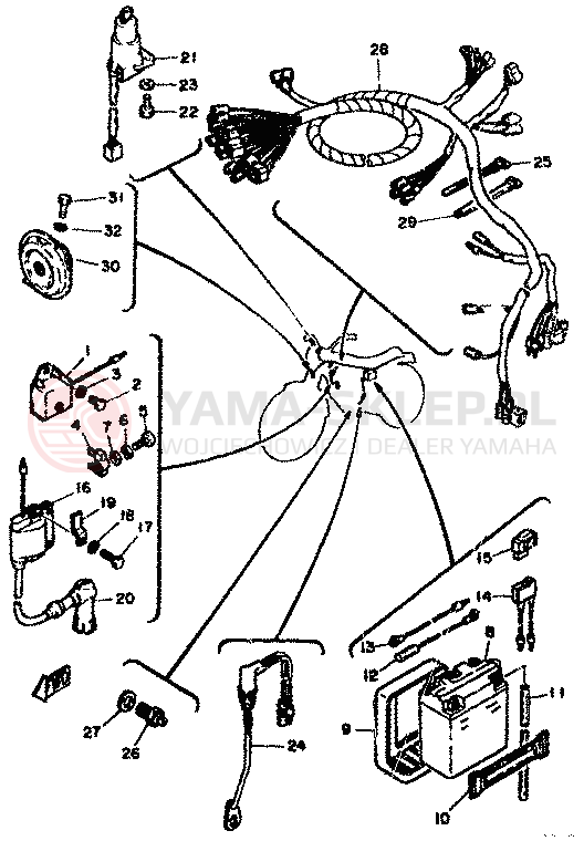 Schemat "układ elektryczny" do Yamaha XT250