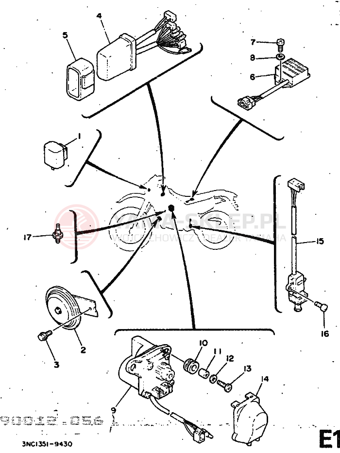 Schemat "układ elektryczny" do Yamaha DT125R