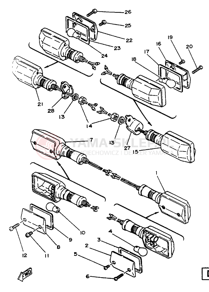 Schemat "Kierownica i osprzęt" do Yamaha SR125