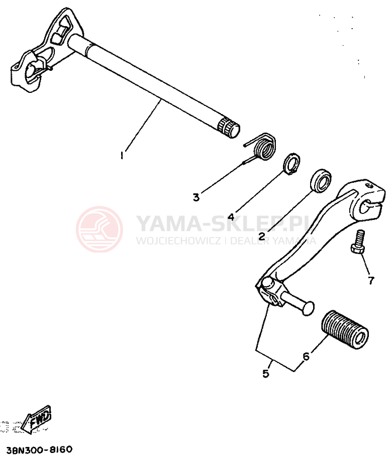Schemat "ZMIANA BIEGÓW" do Yamaha DT125R