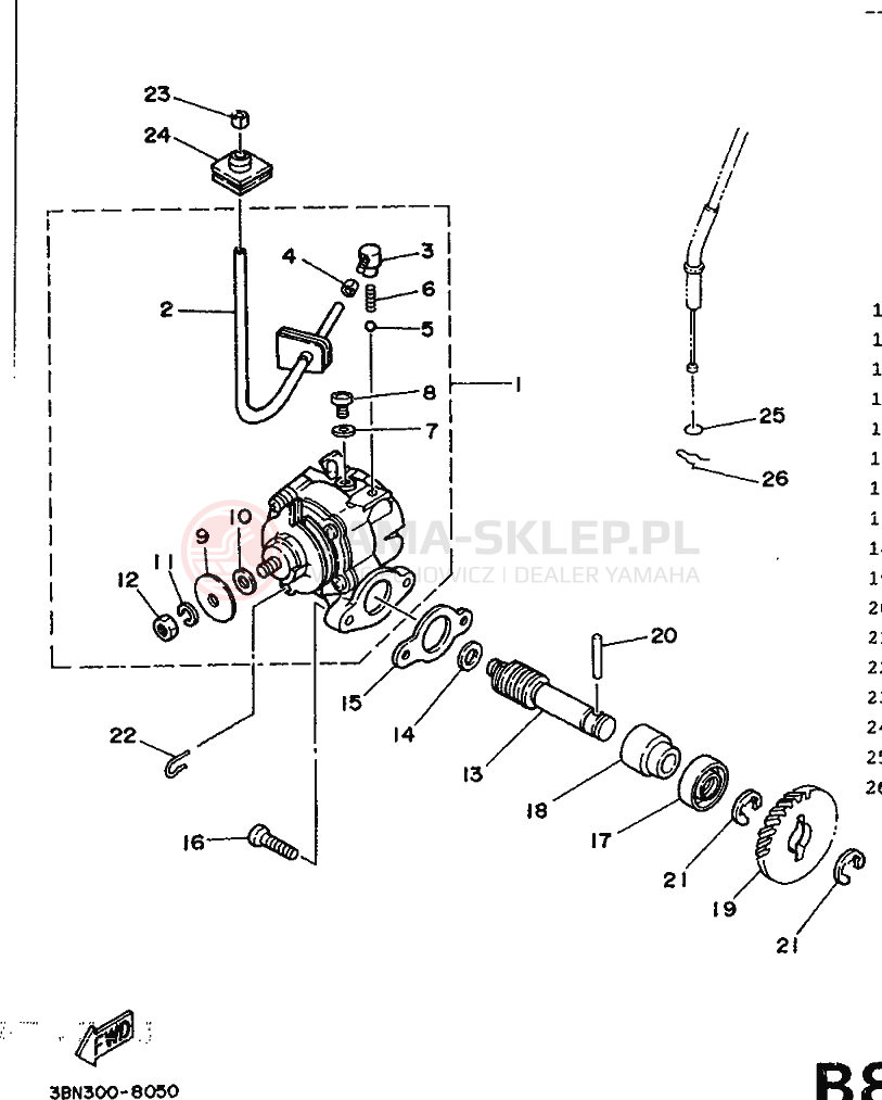 Schemat "Pompa olejowa" do Yamaha DT125R