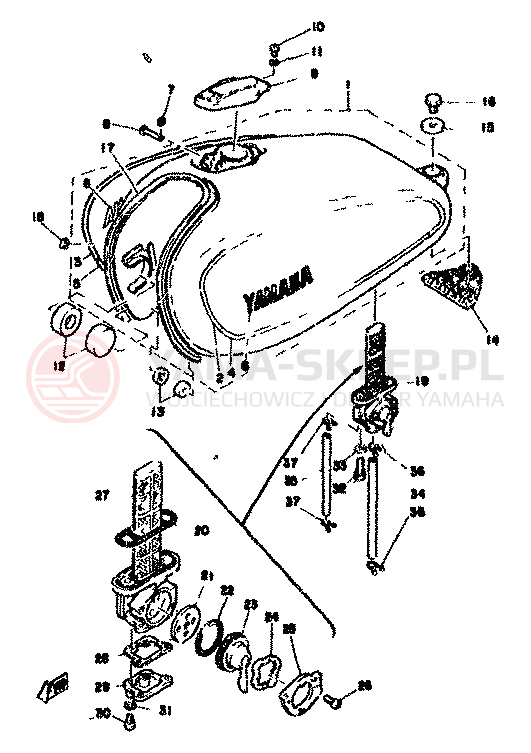 Schemat "zbiornik paliwa" do Yamaha SR500