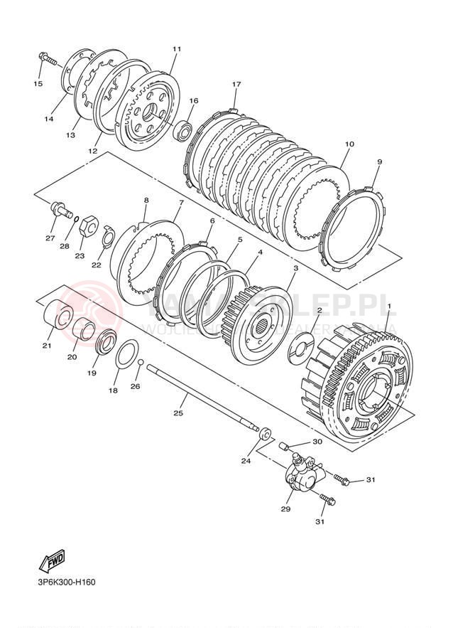 Schemat "sprzęgło" do Yamaha FJR1300A FJR13AECR/FJR13AER
