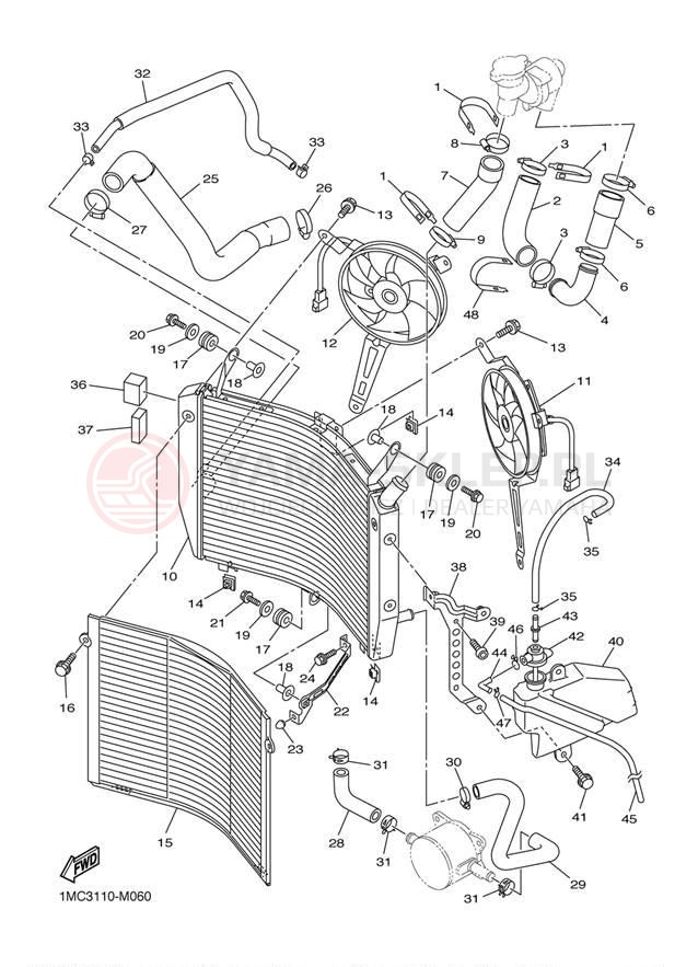 Schemat "Układ chlodzenia" do Yamaha FJR1300A FJR13AECR/FJR13AER