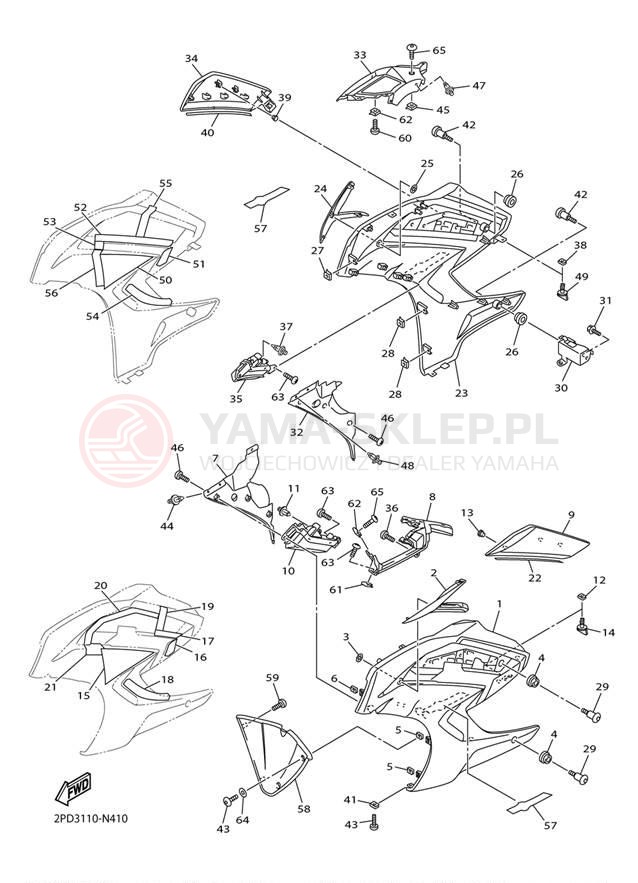 Schemat "elementy nadwozia" do Yamaha FJR1300A FJR13AECR/FJR13AER