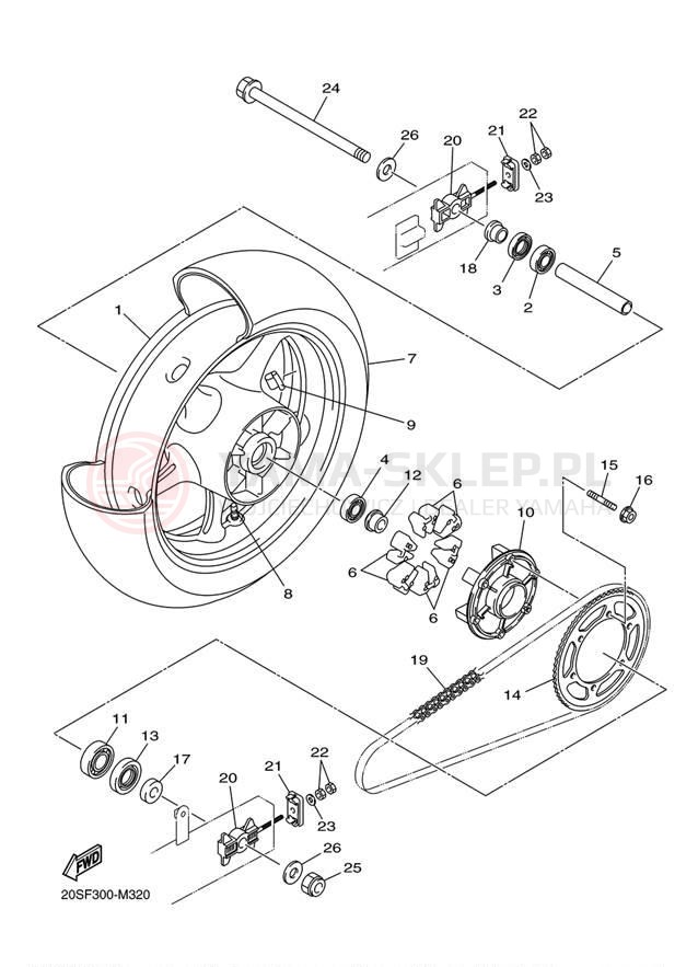 Schemat "Koło tył" do Yamaha FZR6 FZ6RECB/FZ6REB