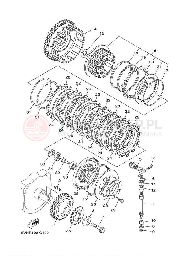 Schemat "sprzęgło" do Yamaha ROAD STAR S XV17ASEP/XV17ASECP