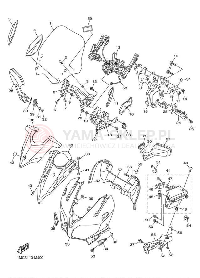 Schemat "elementy nadwozia" do Yamaha FJR1300E FJR13ESECR/FJR13ESER
