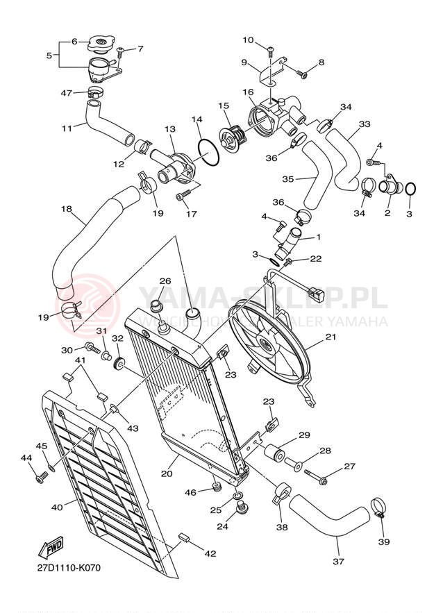 Schemat "Układ chlodzenia" do Yamaha STRYKER XVS13CECGY/XVS13CEGY