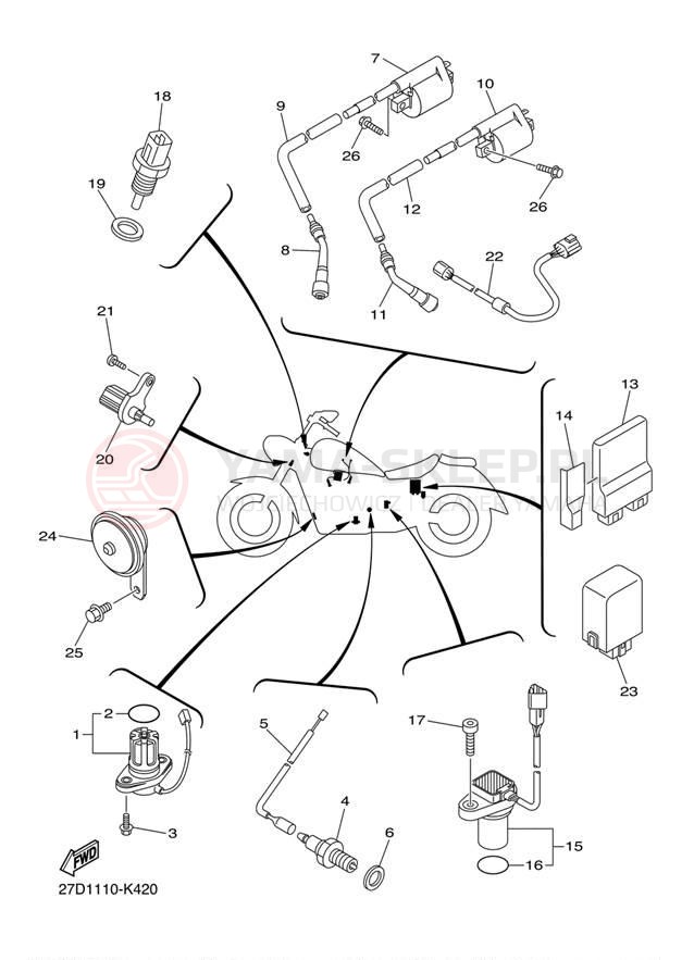 Schemat "układ elektryczny" do Yamaha STRYKER XVS13CECBY/XVS13CEGY
