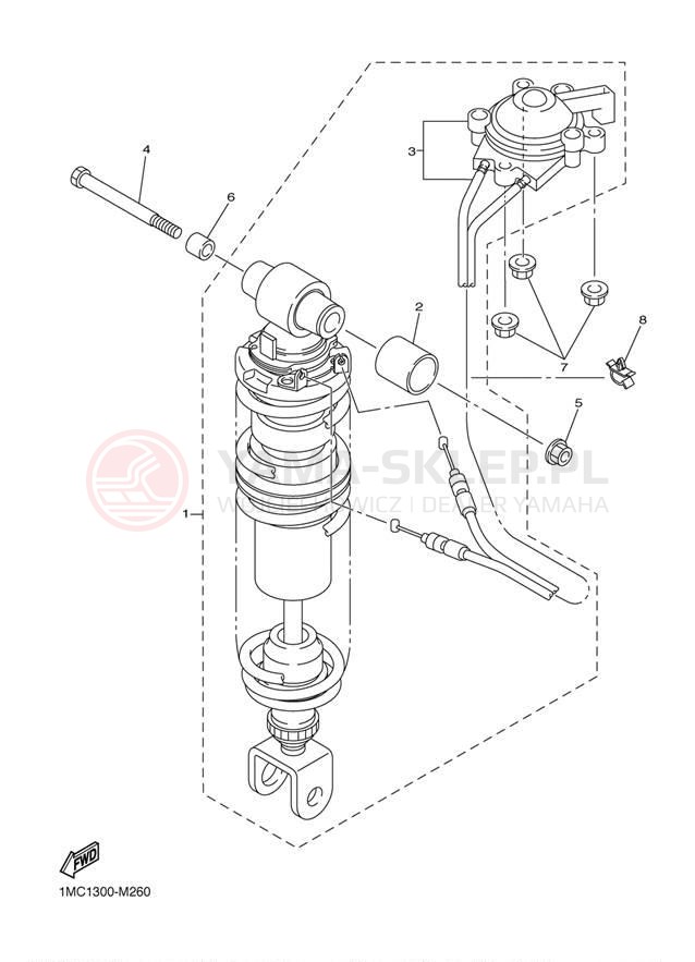 Schemat "zawieszenie tył" do Yamaha FJR1300A FJR13AECR/FJR13AER