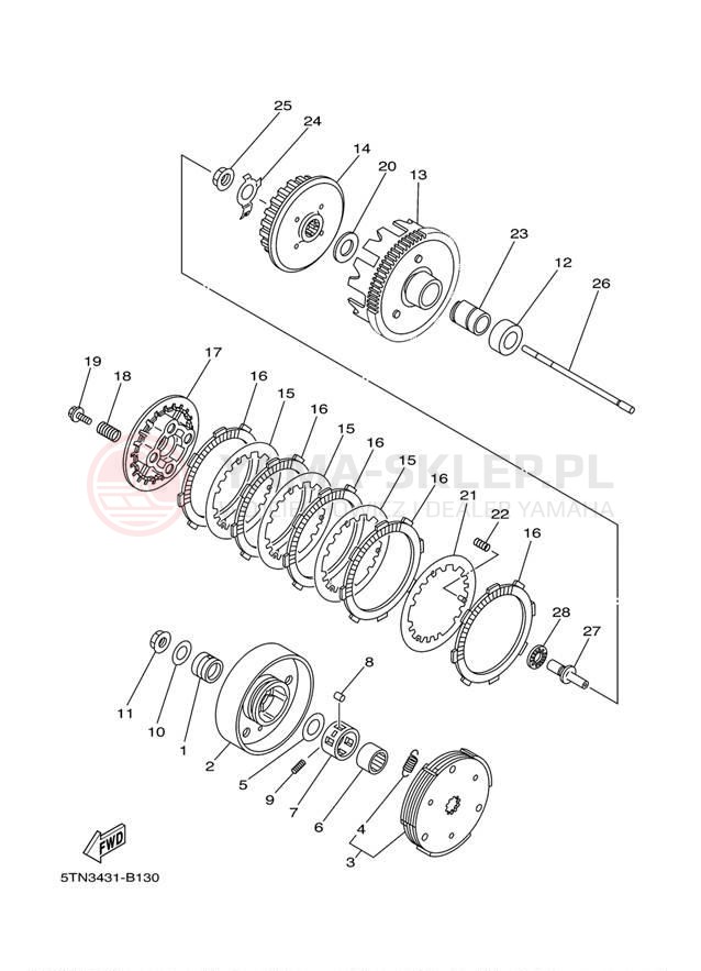 Schemat "sprzęgło" do Yamaha TTR110E TTR110EE