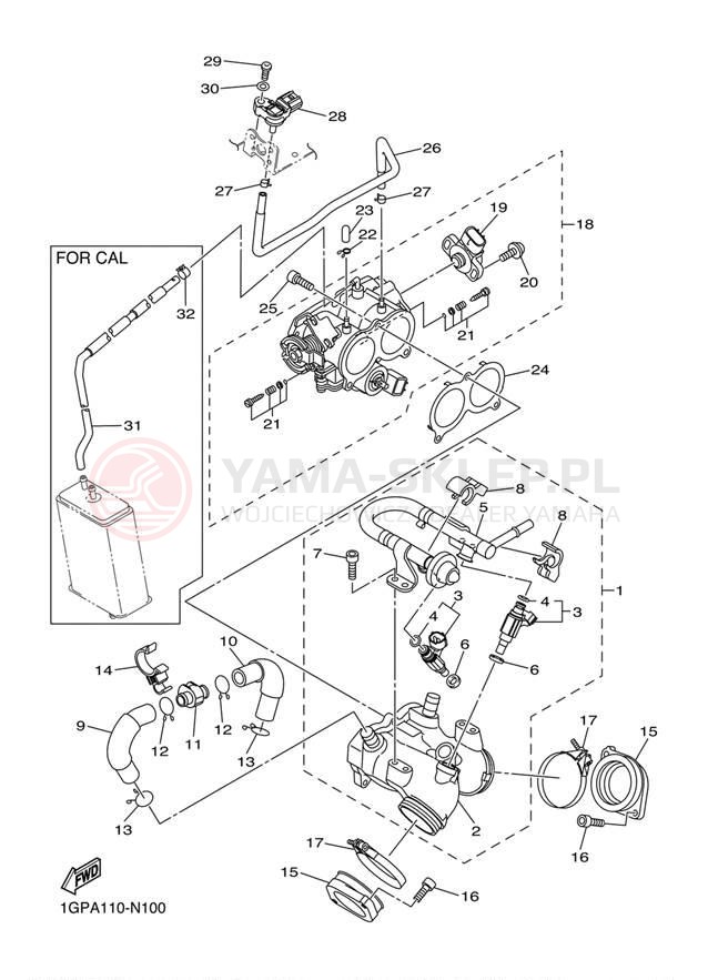 Schemat "Wtrysk paliwa" do Yamaha STRYKER XVS13CECGY/XVS13CEGY