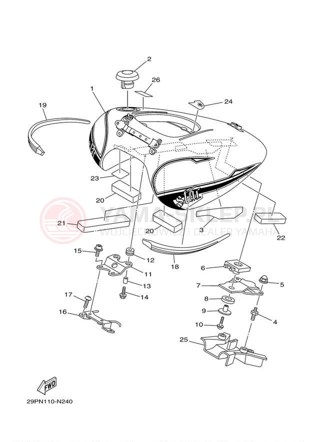 Schemat "zbiornik paliwa" do Yamaha RAIDER S XV19CSEL/XV19CSECL