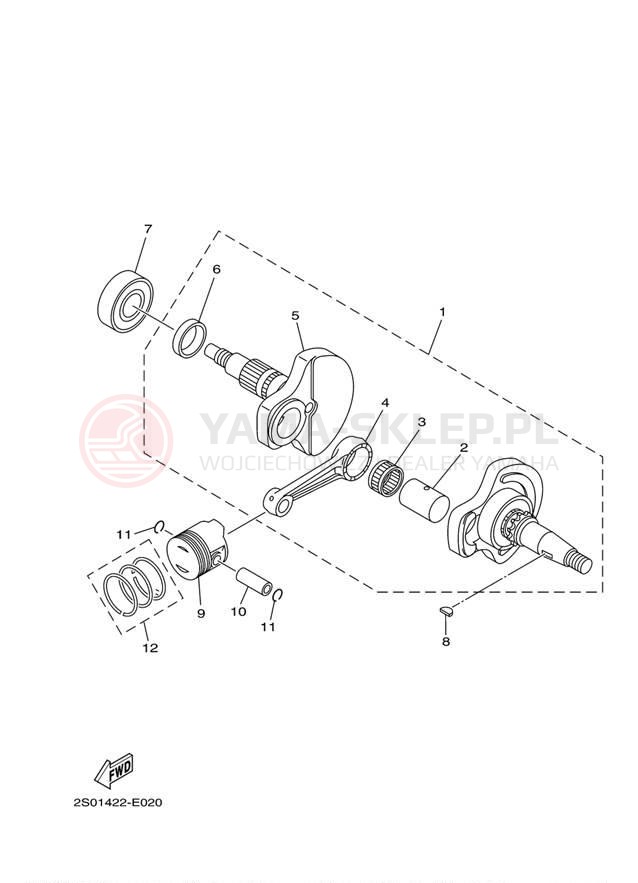 Schemat "Wał korbowy, tłok" do Yamaha TTR110E TTR110EE
