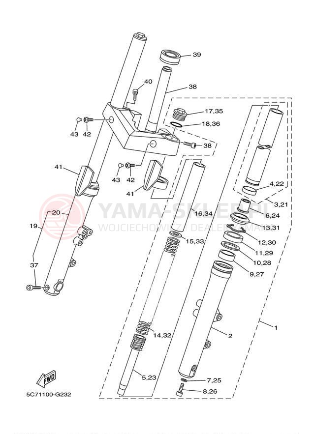 Schemat "Amortyzatory przód" do Yamaha RAIDER XV19CER/XV19CECR