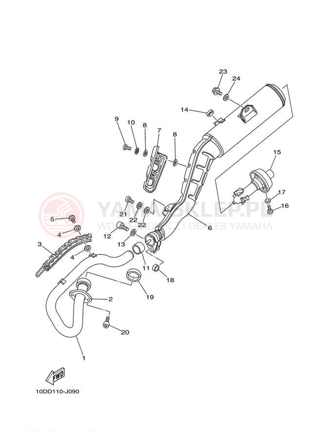 Schemat "Wydech końcowy" do Yamaha TW200 TW200E1/TW200E1C