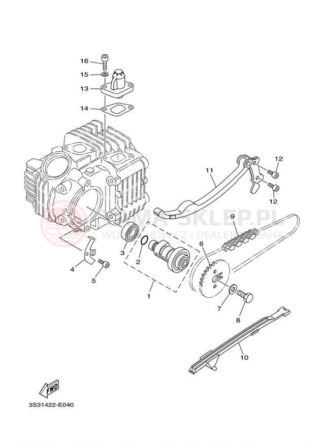 Schemat "Rozrząd - łańcuszek" do Yamaha TTR110E TTR110EE